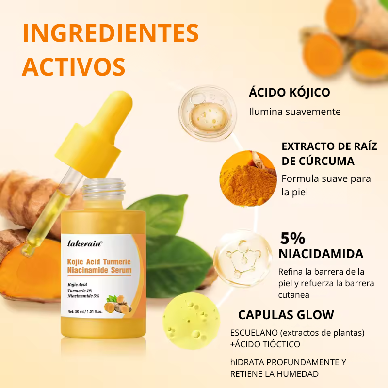 Serum de cúrcuma, ácido kójico y niacinamida (30ml)