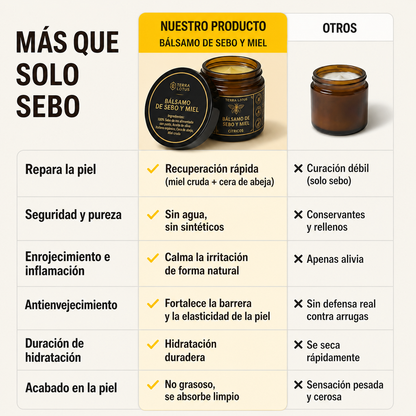 Bálsamo de miel y sebo de res (60g).