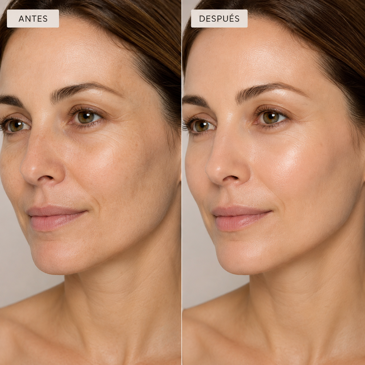 foto de mujer antes y después de usar serum con pdrn
